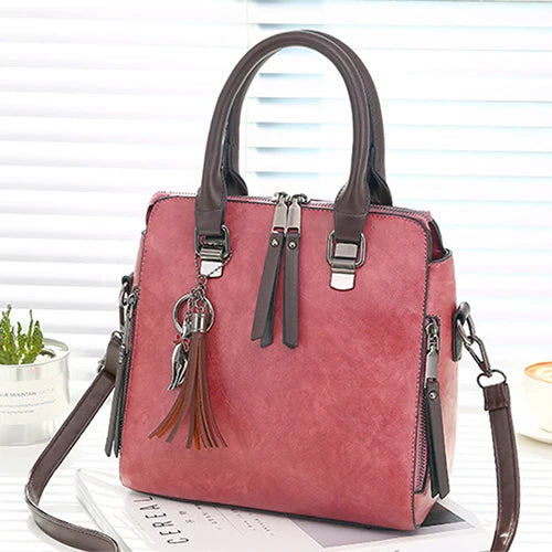 Women's Vintage Boston Bag – PU Leather Tassel Crossbody Shoulder Handbag in 6 Colours