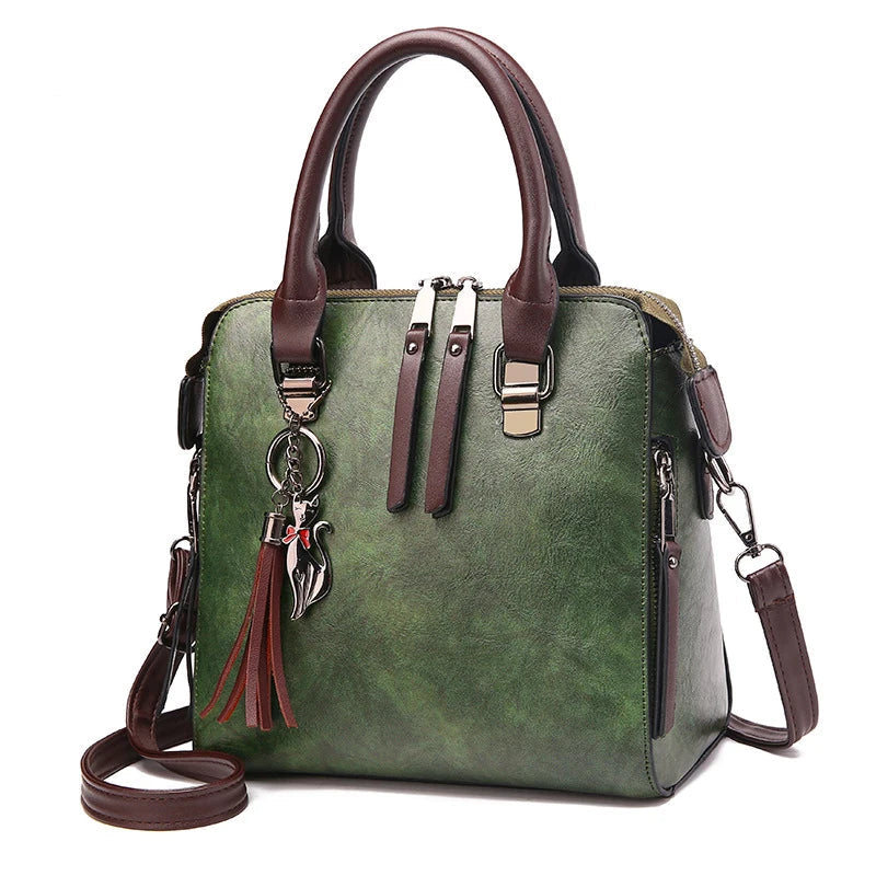 Women's Vintage Boston Bag – PU Leather Tassel Crossbody Shoulder Handbag in 6 Colours