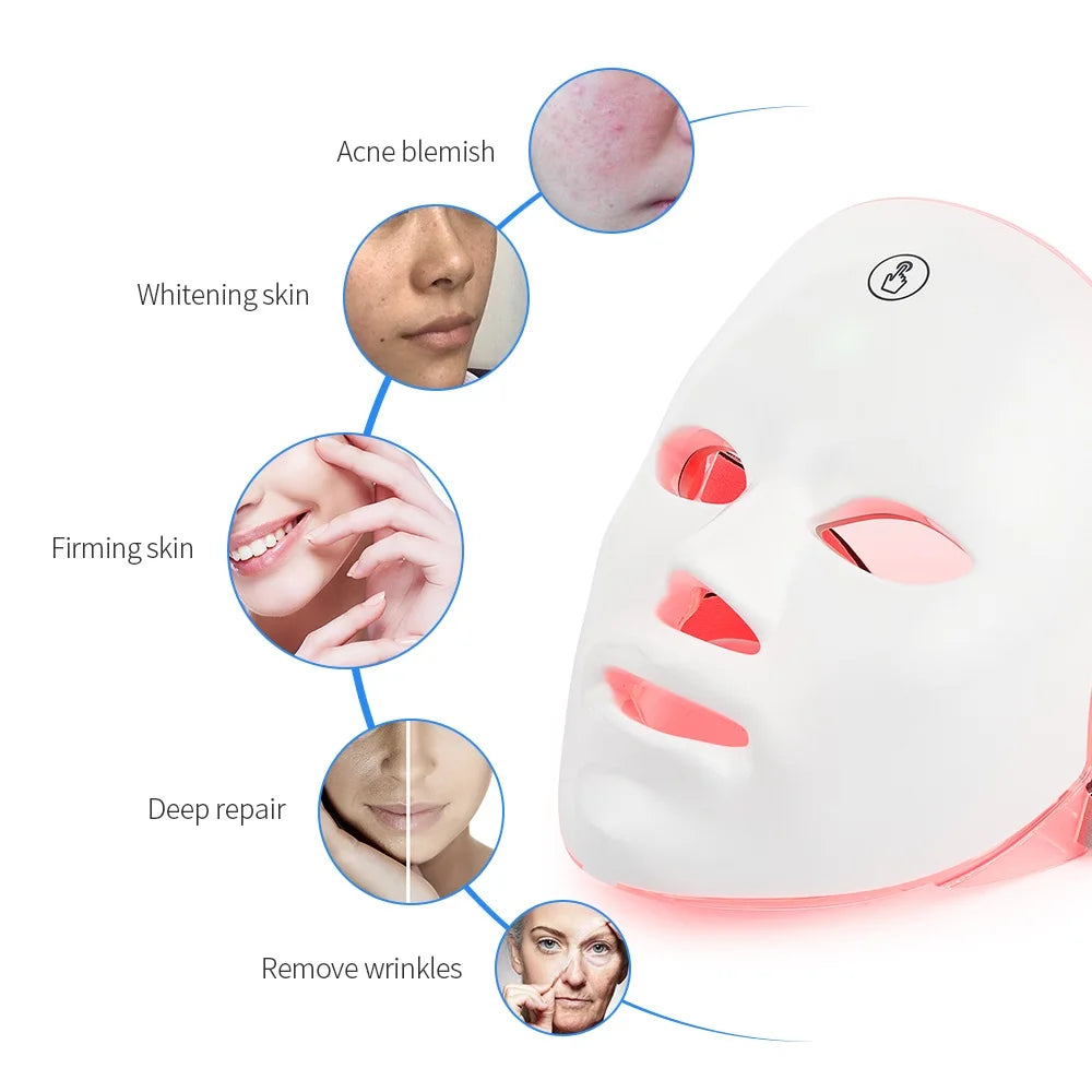 Rechargeable 7-Color LED Facial Mask – Photon Light Therapy Mask for Skin Rejuvenation & Face Lifting