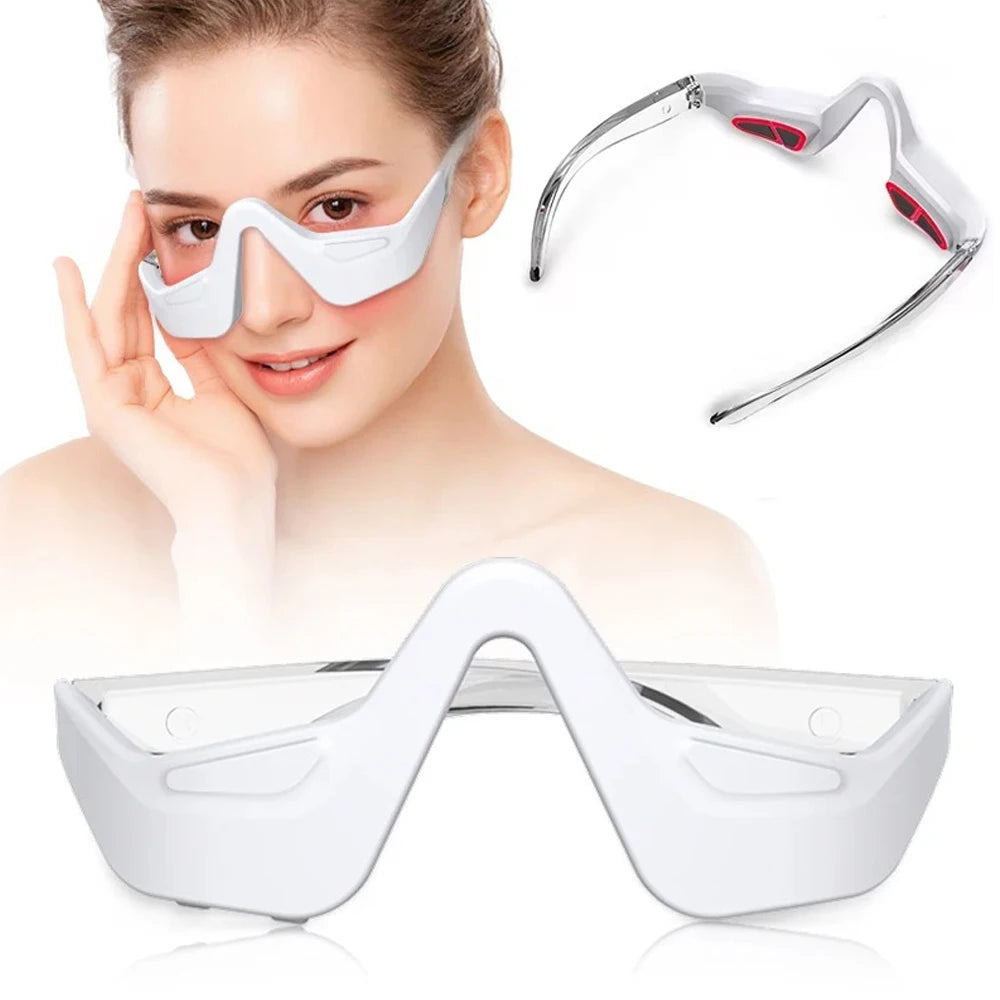LED Eye Massager Glasses – EMS & Red Light Therapy for Dark Circles, Puffiness & Wrinkle Relief
