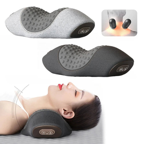 Electric Neck Massager Pillow – Cervical Traction, Heat & Vibration for Neck & Back Relief