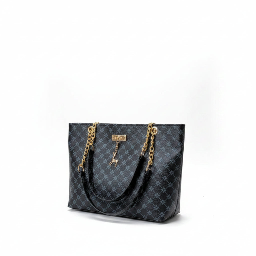 Women's Soft PU Leather Tote Shoulder Bag – Plaid Texture with Tassel Detail in 4 Colours