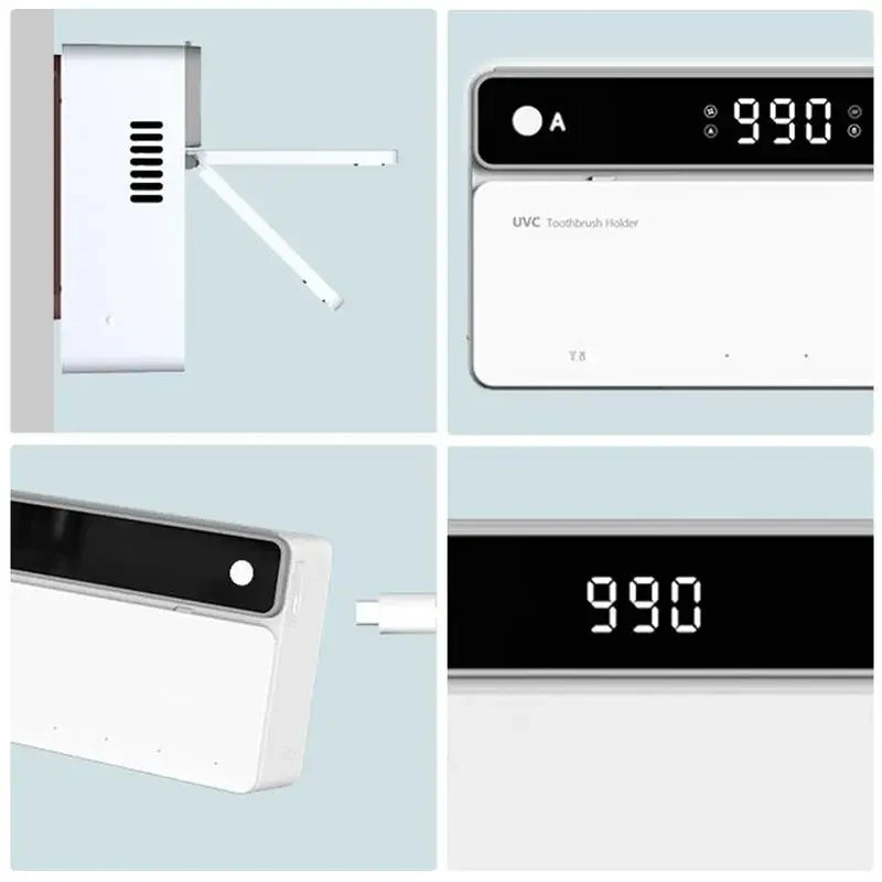 Y-UV Toothbrush Holder Sterilizer – Rechargeable Fast-Drying Toothbrush & Razor Storage with LED Display