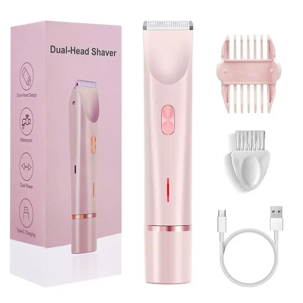 Women’s Waterproof Rechargeable Electric Shaver – Mini Bikini Trimmer & Double-Head Body Hair Remover