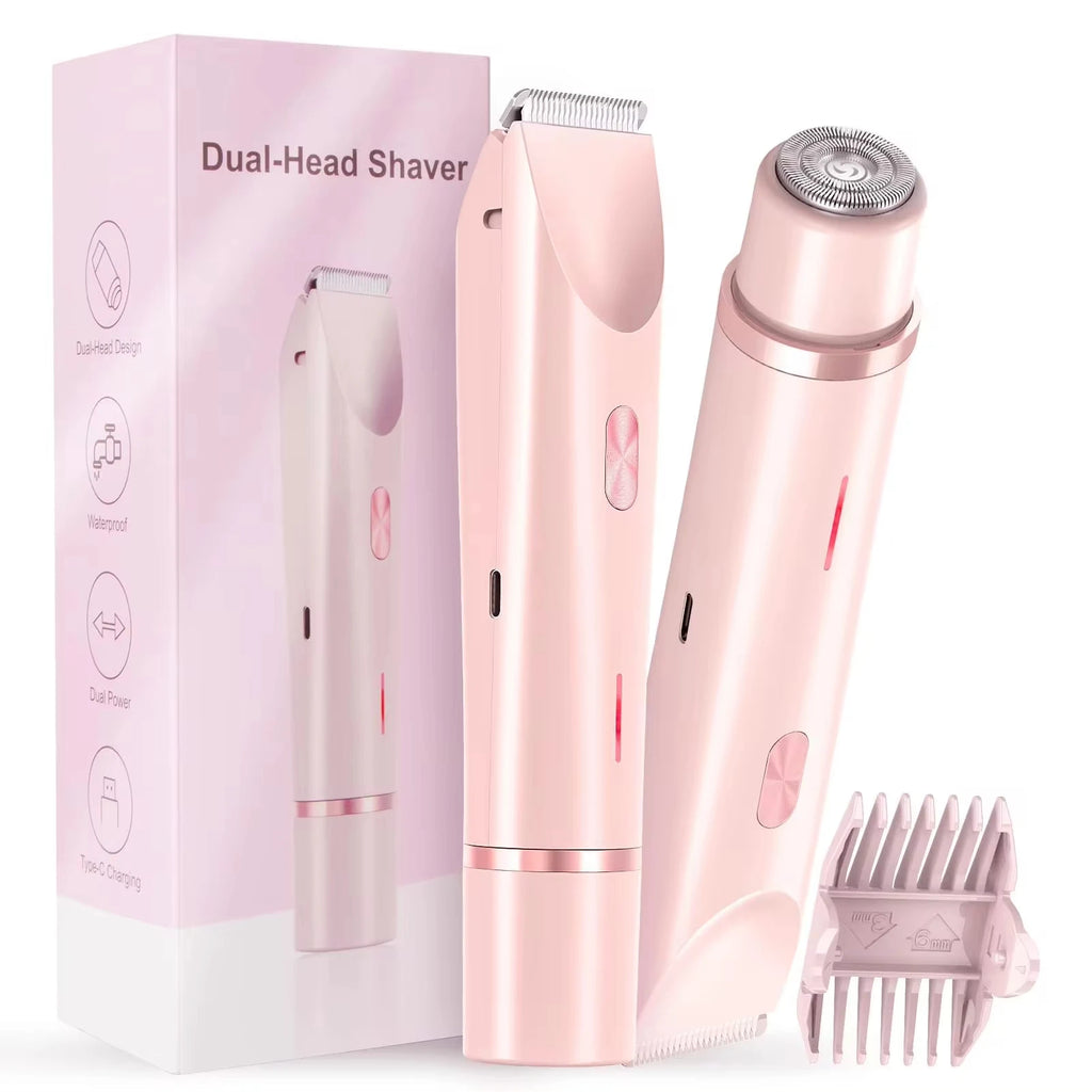 Women’s Waterproof Rechargeable Electric Shaver – Mini Bikini Trimmer & Double-Head Body Hair Remover