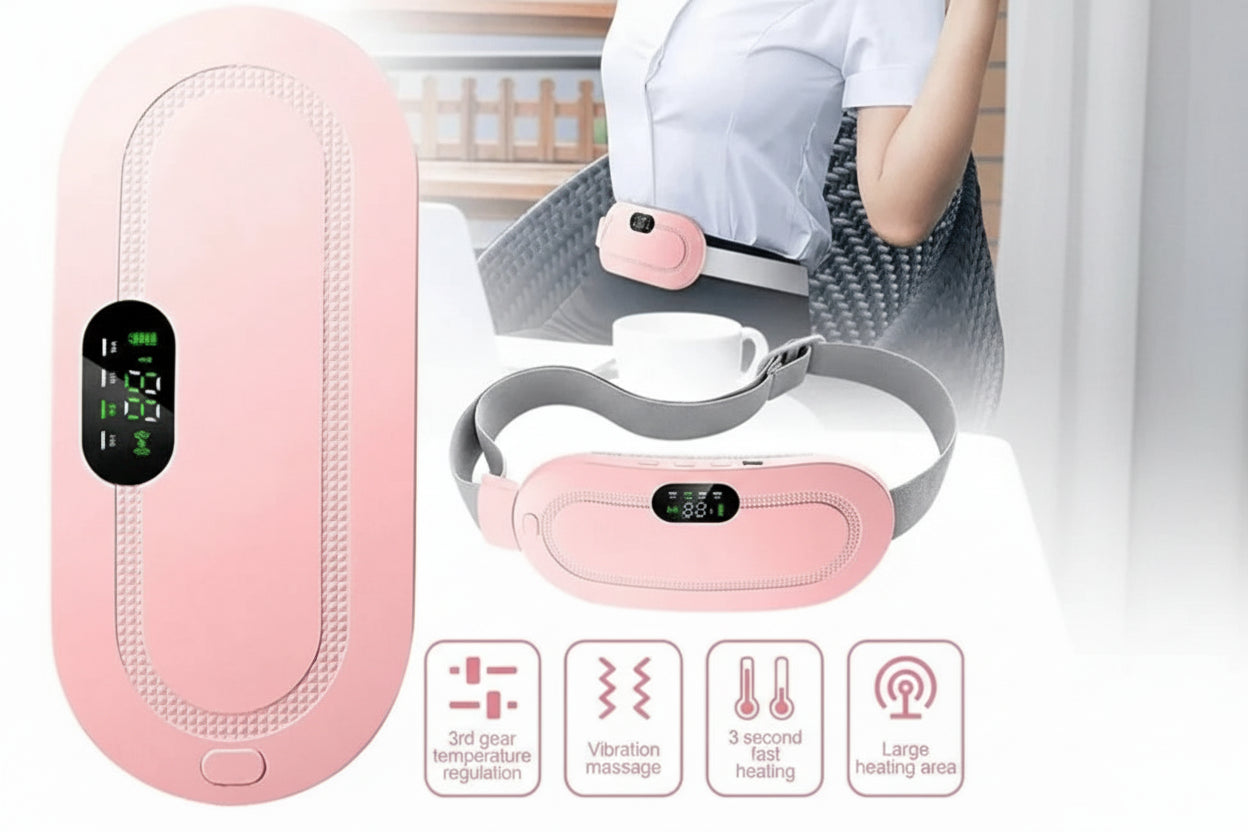 W-Electric Menstrual Heating Belt for Women – Adjustable Waist Heating Pad with Vibration for Menstrual Cramp and Spasm Relief