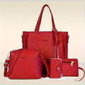 Women's Shoulder Bag Set 4-Piece – Elegant Minimalist Handbag, Crossbody & Storage Bag with Tassel Detail
