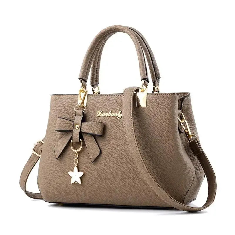 Women's Fashion Crossbody Shoulder Bag – Flower Pendant Satchel with Zipper for Work & Everyday Use