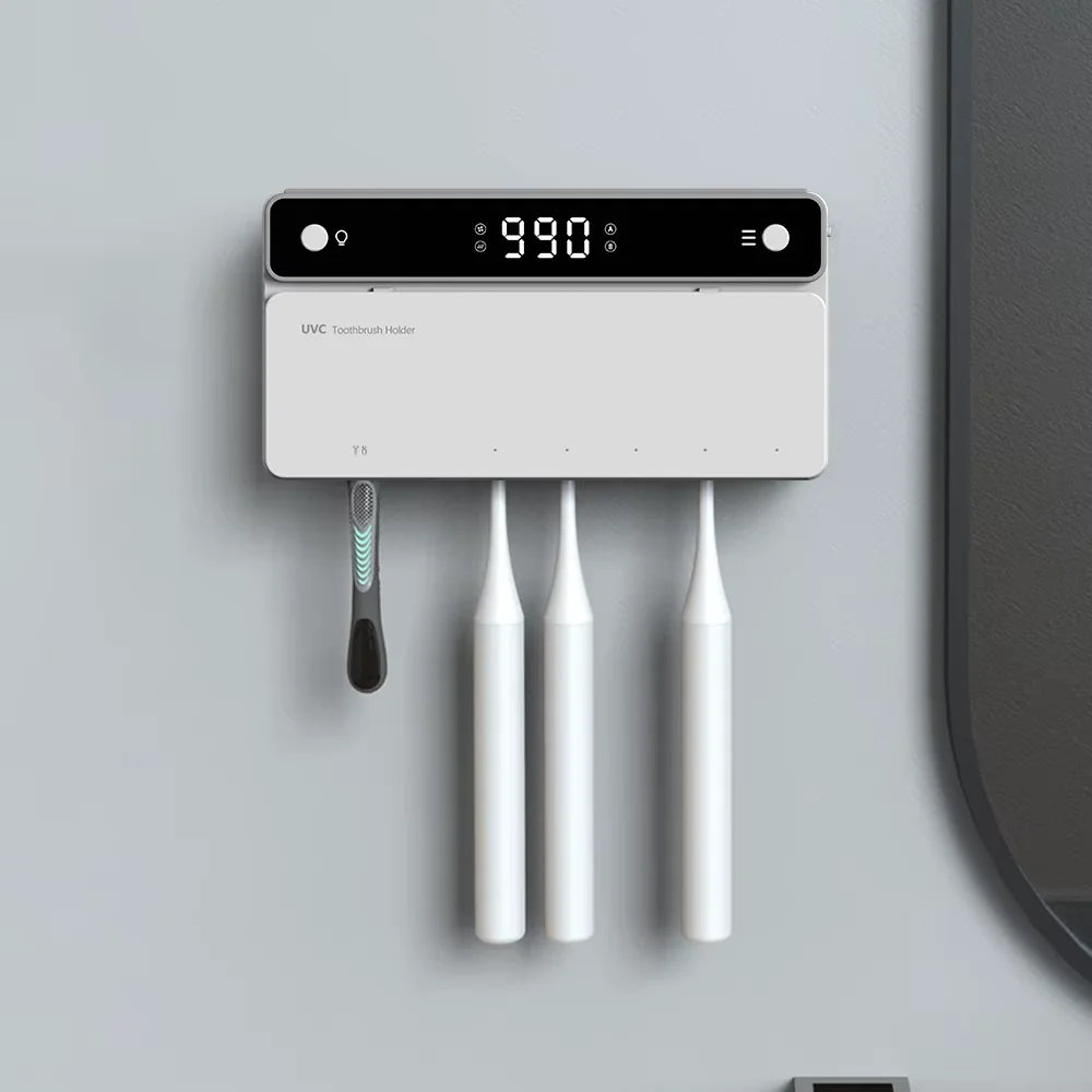 Y-UV Toothbrush Holder Sterilizer – Rechargeable Fast-Drying Toothbrush & Razor Storage with LED Display