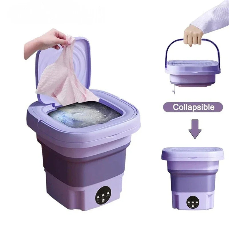 8L Portable Foldable Mini Washing Machine with Spin Dryer – Compact Washer for Travel, Dorm & Home
