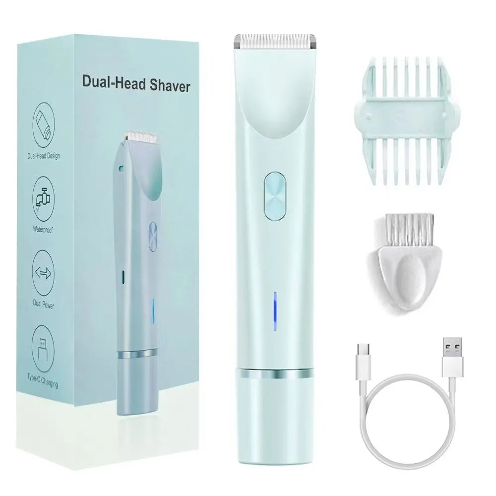 Women’s Waterproof Rechargeable Electric Shaver – Mini Bikini Trimmer & Double-Head Body Hair Remover