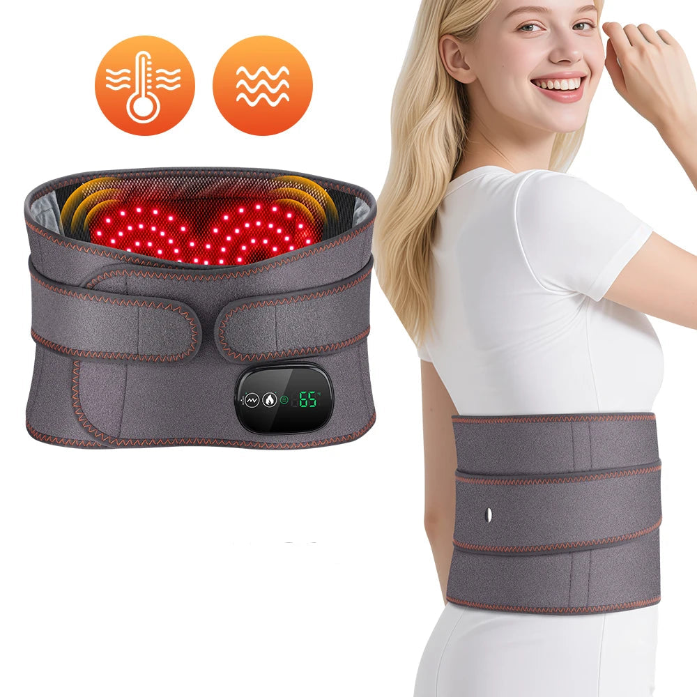 Infrared Heat & Vibration Massage Belt – Lumbar Back Support with Red Light Therapy