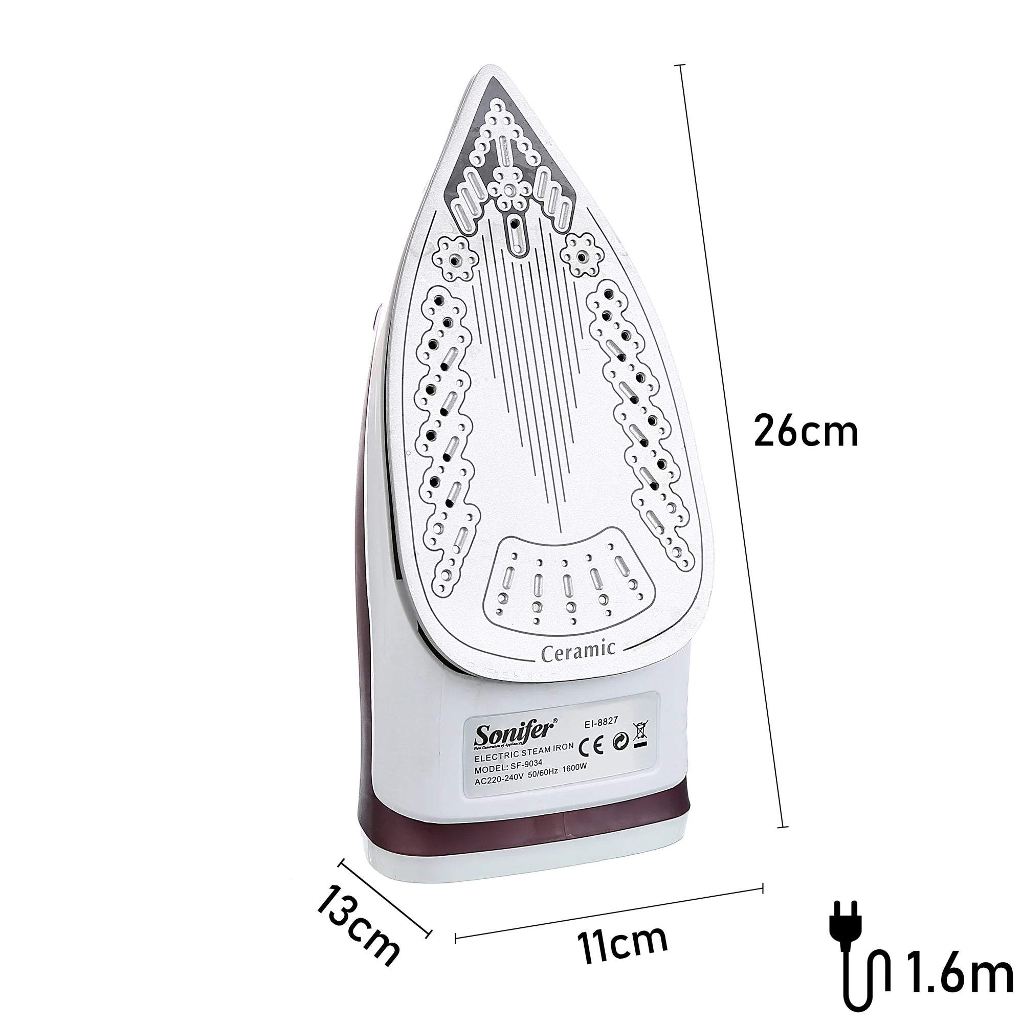 Sonifer SF9034 Ceramic Steam Iron – 1600W Portable Garment Steamer with Variable Steam & Auto-Off