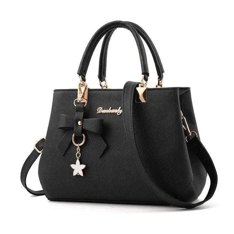 Women's Fashion Crossbody Shoulder Bag – Flower Pendant Satchel with Zipper for Work & Everyday Use