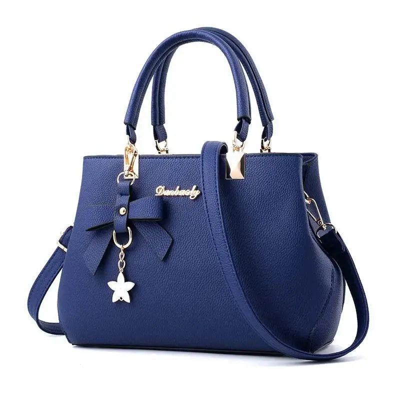 Women's Fashion Crossbody Shoulder Bag – Flower Pendant Satchel with Zipper for Work & Everyday Use