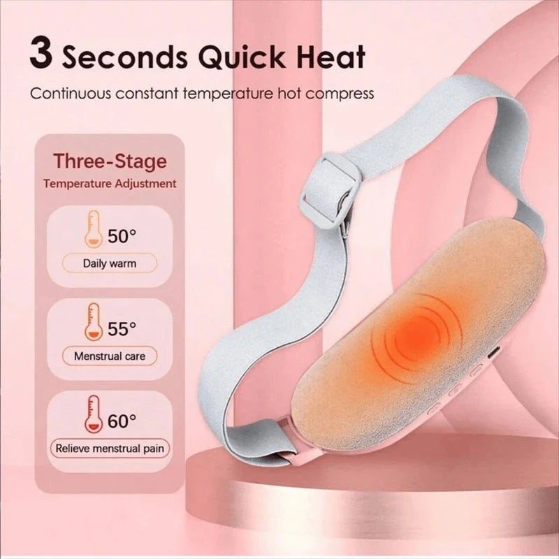 W-Electric Menstrual Heating Belt for Women – Adjustable Waist Heating Pad with Vibration for Menstrual Cramp and Spasm Relief