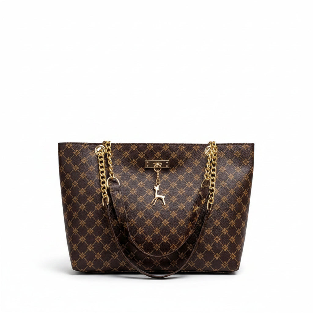 Women's Soft PU Leather Tote Shoulder Bag – Plaid Texture with Tassel Detail in 4 Colours