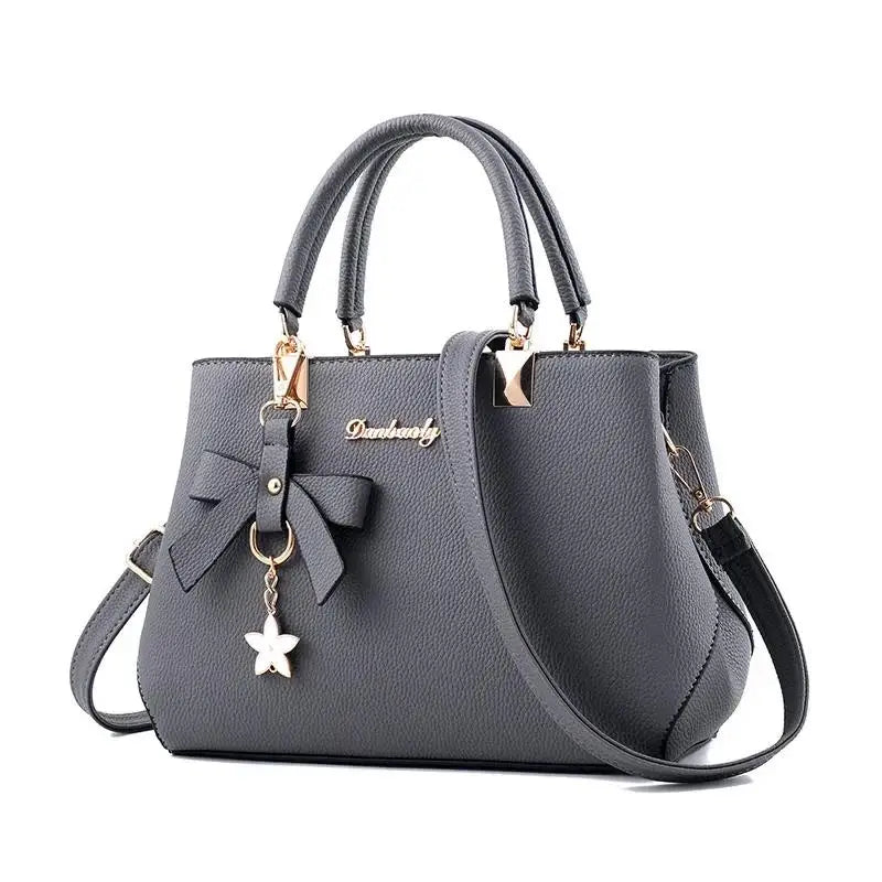 Women's Fashion Crossbody Shoulder Bag – Flower Pendant Satchel with Zipper for Work & Everyday Use
