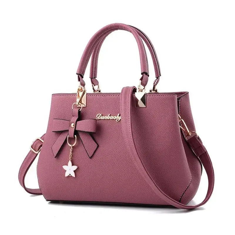 Women's Fashion Crossbody Shoulder Bag – Flower Pendant Satchel with Zipper for Work & Everyday Use