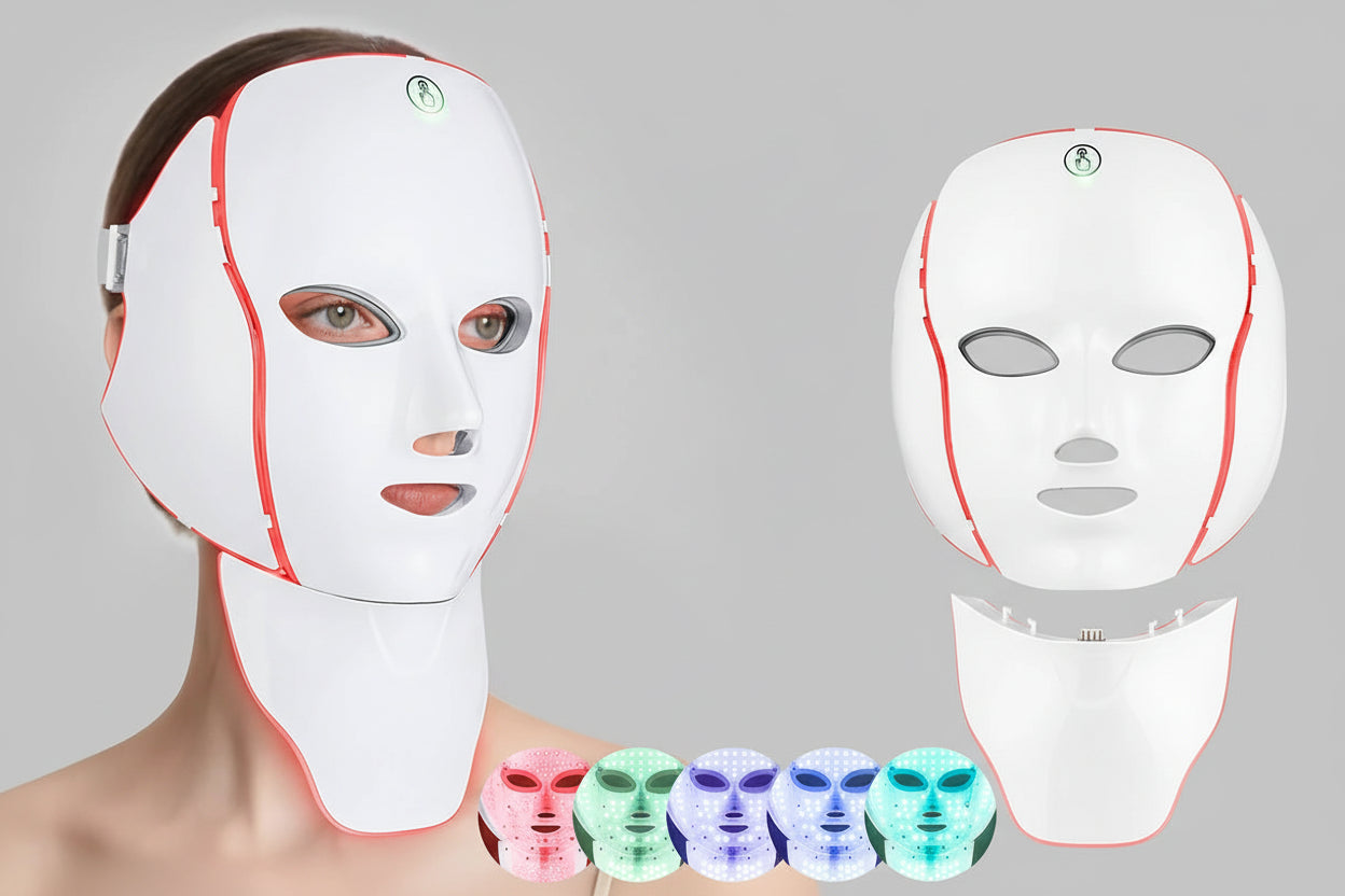 7-Color LED Facial & Neck Mask – Photon Light Therapy Device for Skin Rejuvenation, Firming & Acne Care