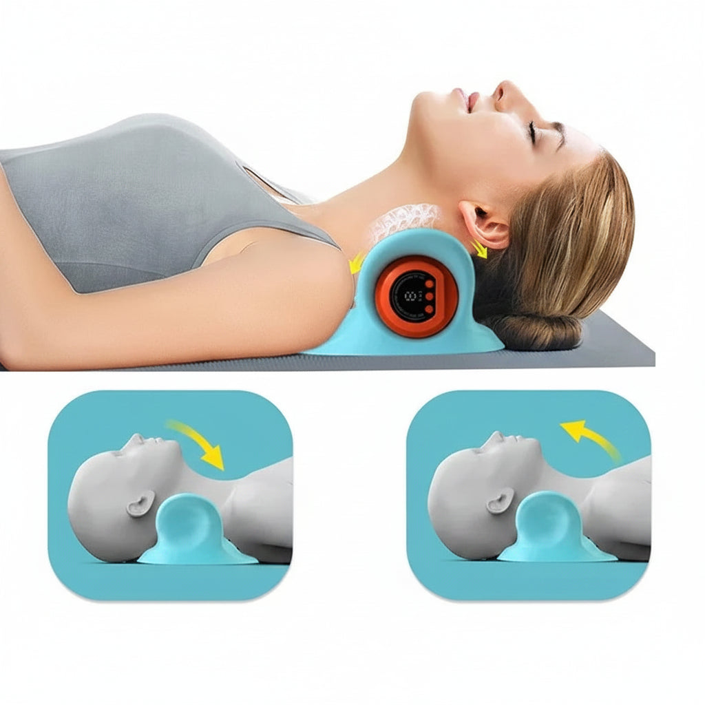 Electric Neck Cervical Traction Massager – Vibration Kneading Pillow for Neck Pain & Tension Relief