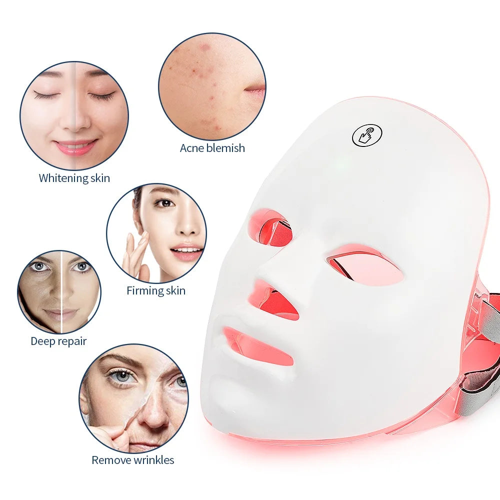 Rechargeable 7-Color LED Facial Mask – Photon Light Therapy Mask for Skin Rejuvenation & Face Lifting