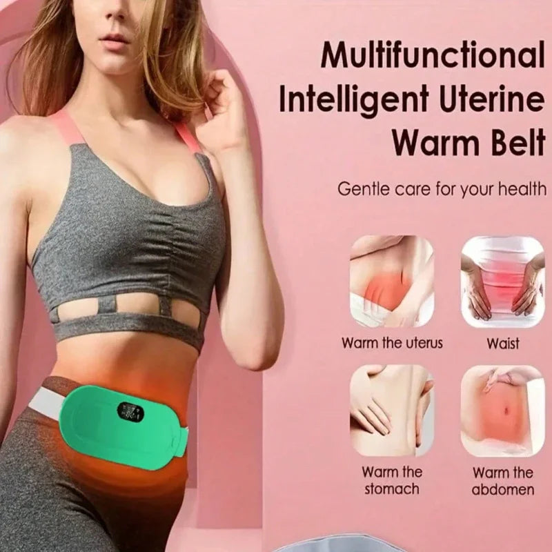 W-Electric Menstrual Heating Belt for Women – Adjustable Waist Heating Pad with Vibration for Menstrual Cramp and Spasm Relief