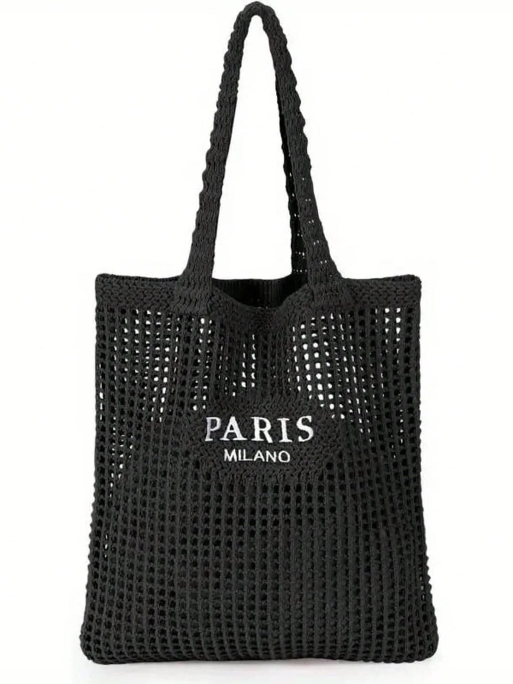 Women's Knitted Tote Bag – Embroidered Letter Design for Beach & Travel
