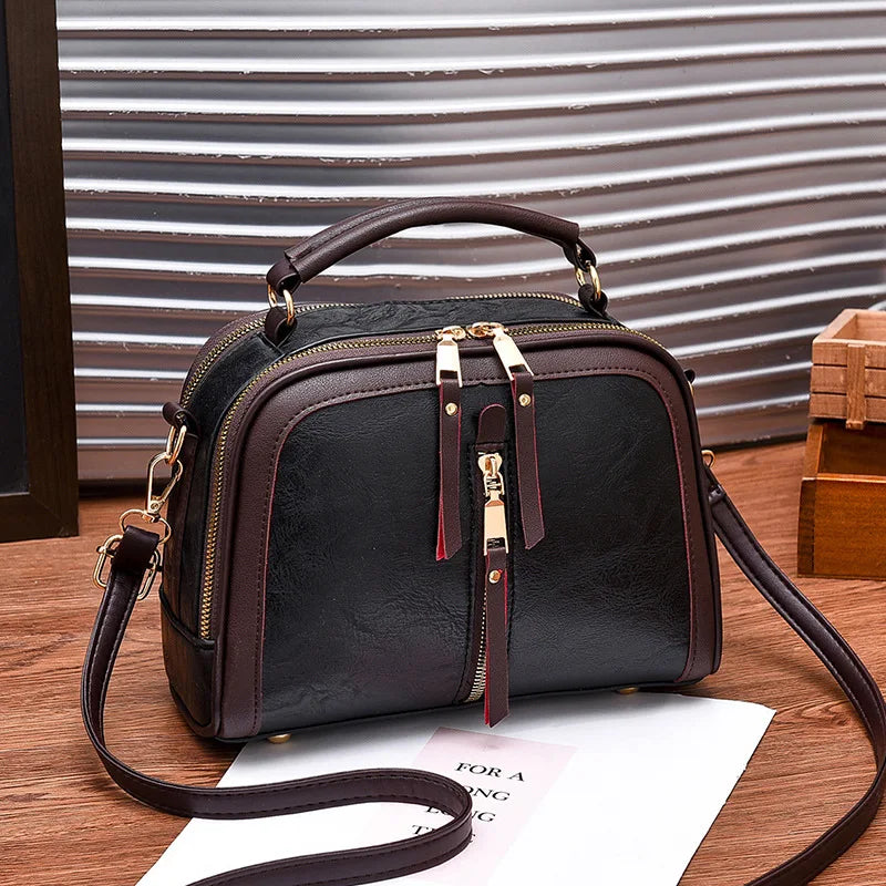 Women's Vintage Flap Crossbody Bag – PU Leather Top-Handle Shoulder Handbag in 4 Colours