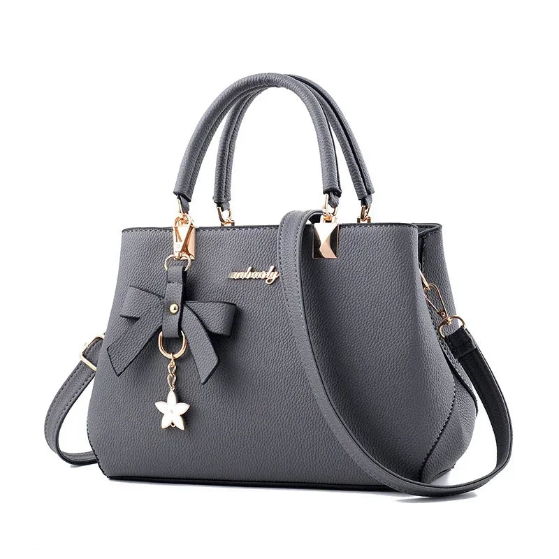 Women's Fashion Crossbody Shoulder Bag – Flower Pendant Satchel with Zipper for Work & Everyday Use