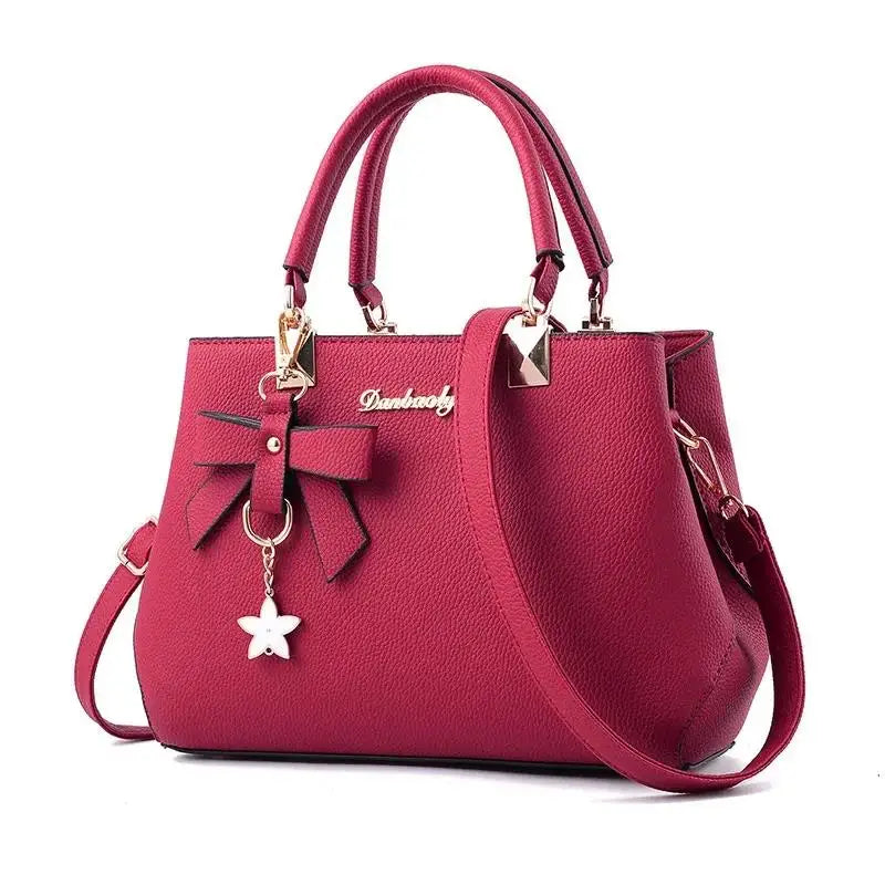 Women's Fashion Crossbody Shoulder Bag – Flower Pendant Satchel with Zipper for Work & Everyday Use