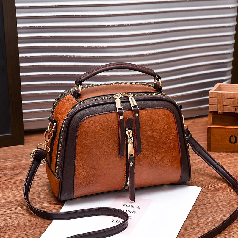 Women's Vintage Flap Crossbody Bag – PU Leather Top-Handle Shoulder Handbag in 4 Colours