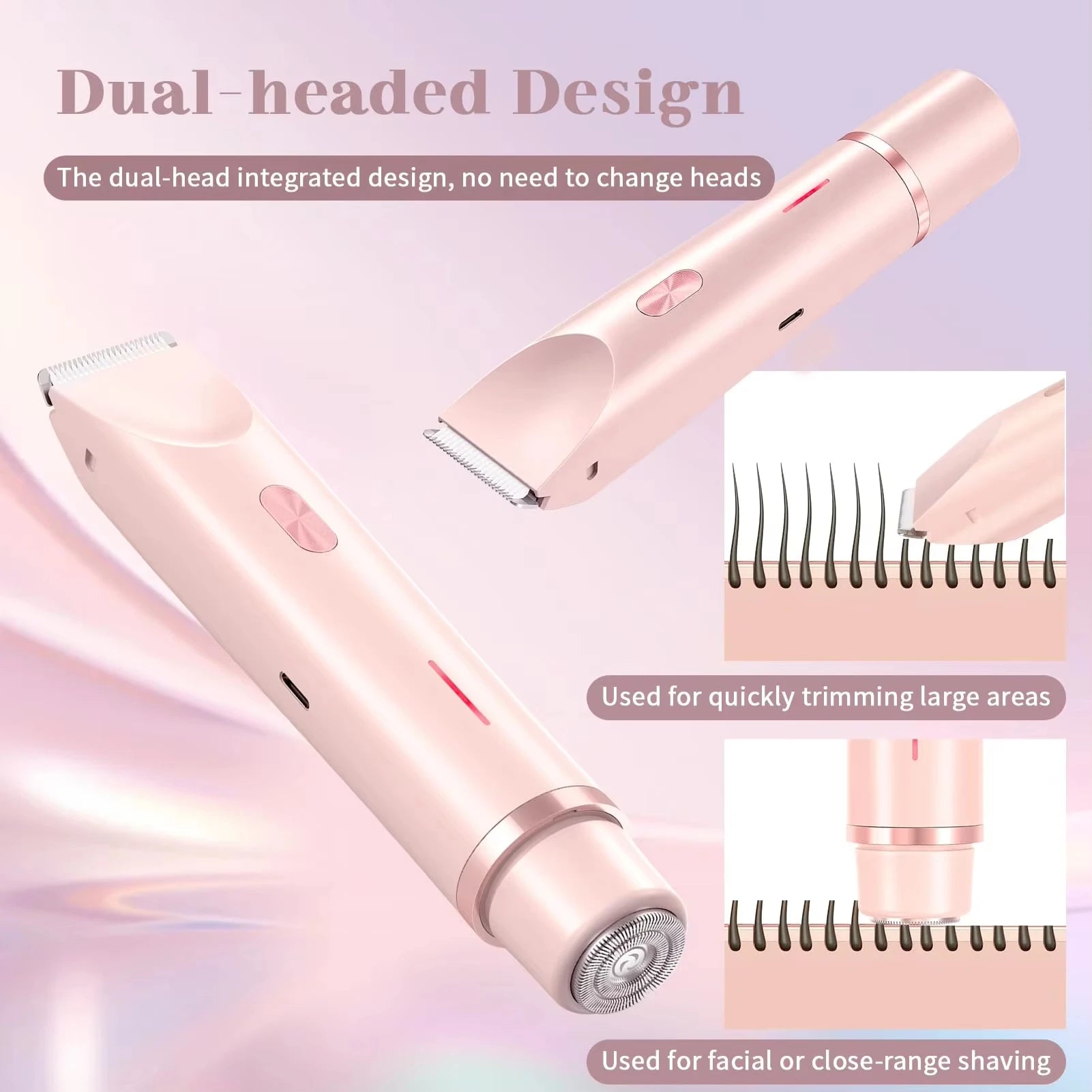 Women’s Waterproof Rechargeable Electric Shaver – Mini Bikini Trimmer & Double-Head Body Hair Remover