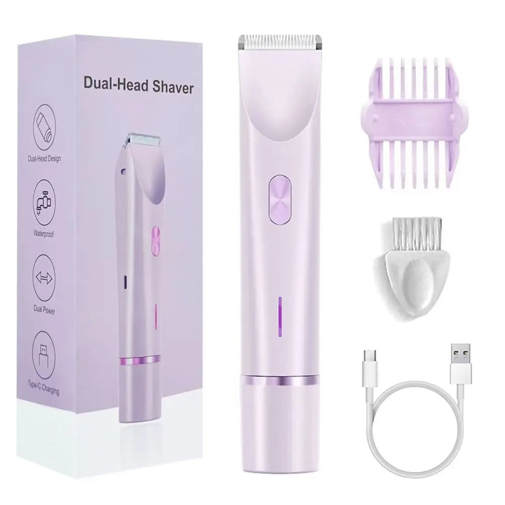 Women’s Waterproof Rechargeable Electric Shaver – Mini Bikini Trimmer & Double-Head Body Hair Remover