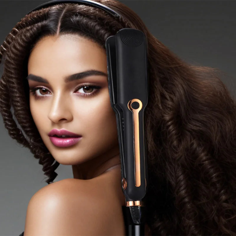 Portable Ceramic Hair Straightener – Adjustable Temperature 2-in-1 Flat Iron with Negative Ion Technology