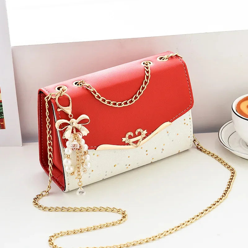 Women's Sequin Bow Shoulder Bag – PU Leather Crossbody Handbag with Tassel Pendant in 4 Colours