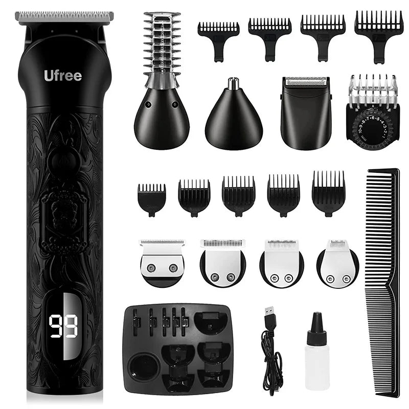 Ufree Men's Cordless Beard Trimmer & Grooming Kit – Electric Shaver for Beard, Mustache, Body, Nose & Ear Hair