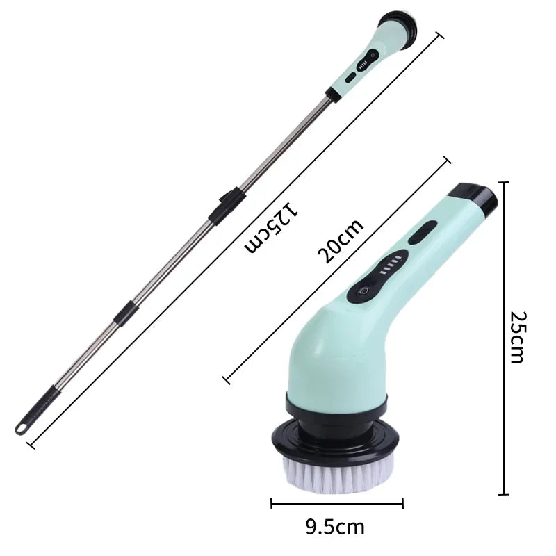 9-in-1 Electric Spin Scrubber with Telescopic Handle – Wireless Rotating Cleaning Brush for Bathroom, Kitchen & Car