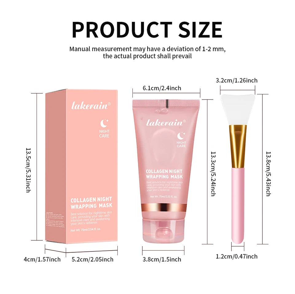 O-Collagen Wrapping Mask & Brush Set – Korean Night Peel-Off Mask for Glowing, Elastic Skin