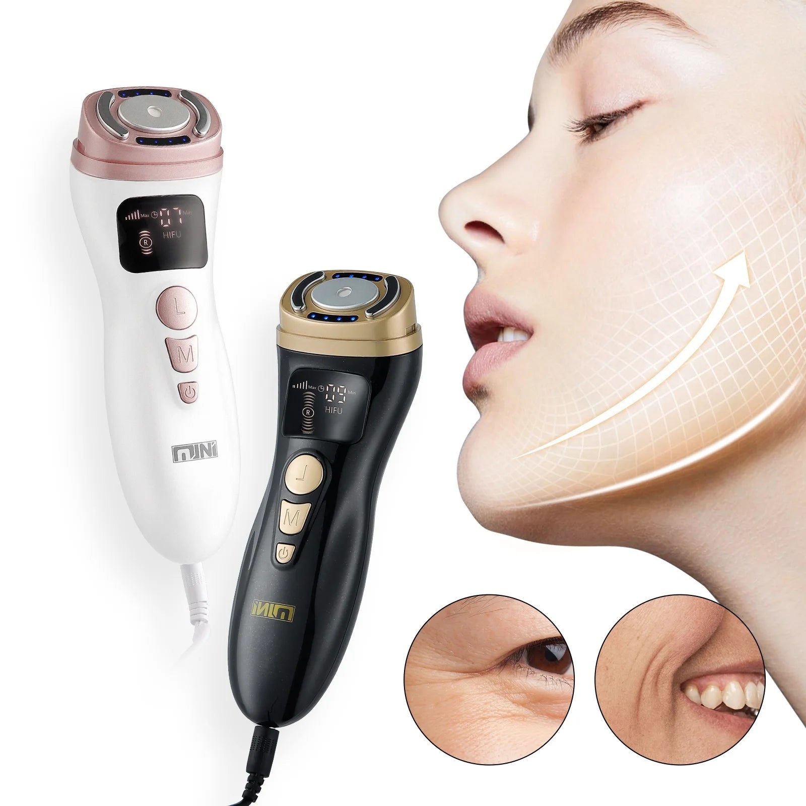 Mini HIFU Facial Lifting Device – Ultrasonic RF EMS Skin Tightening Massager for Face, Chin, Neck & Eyes (Home Use)