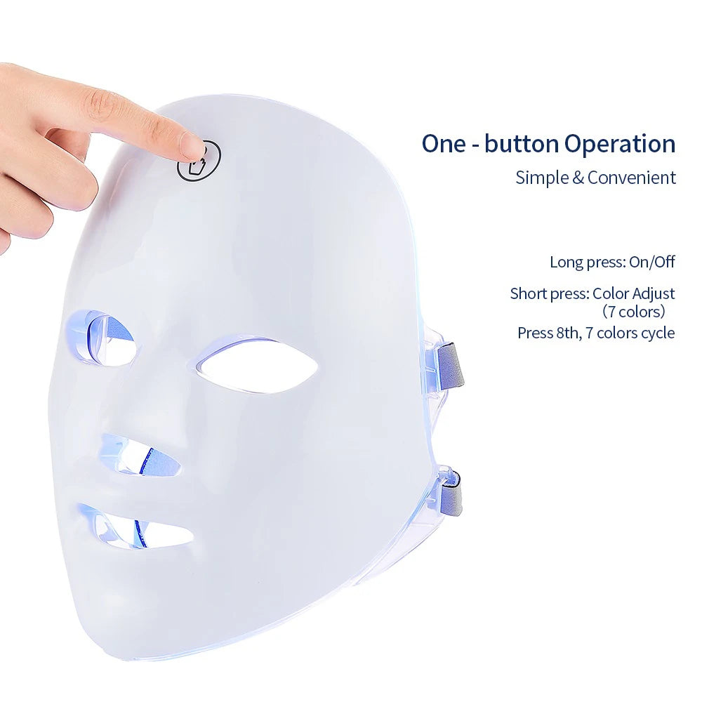 Rechargeable 7-Color LED Facial Mask – Photon Light Therapy Mask for Skin Rejuvenation & Face Lifting