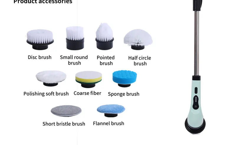 9-in-1 Electric Spin Scrubber with Telescopic Handle – Wireless Rotating Cleaning Brush for Bathroom, Kitchen & Car