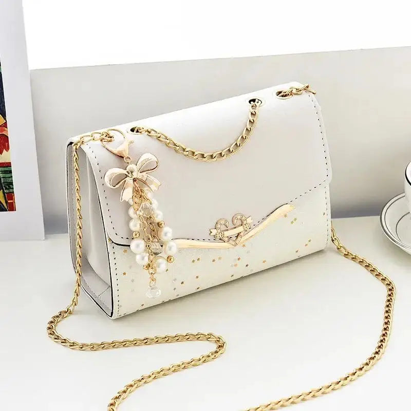 Women's Sequin Bow Shoulder Bag – PU Leather Crossbody Handbag with Tassel Pendant in 4 Colours