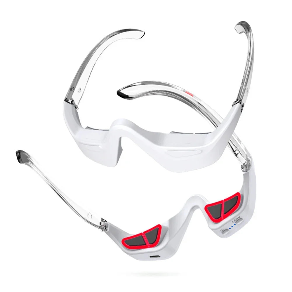 LED Eye Massager Glasses – EMS & Red Light Therapy for Dark Circles, Puffiness & Wrinkle Relief