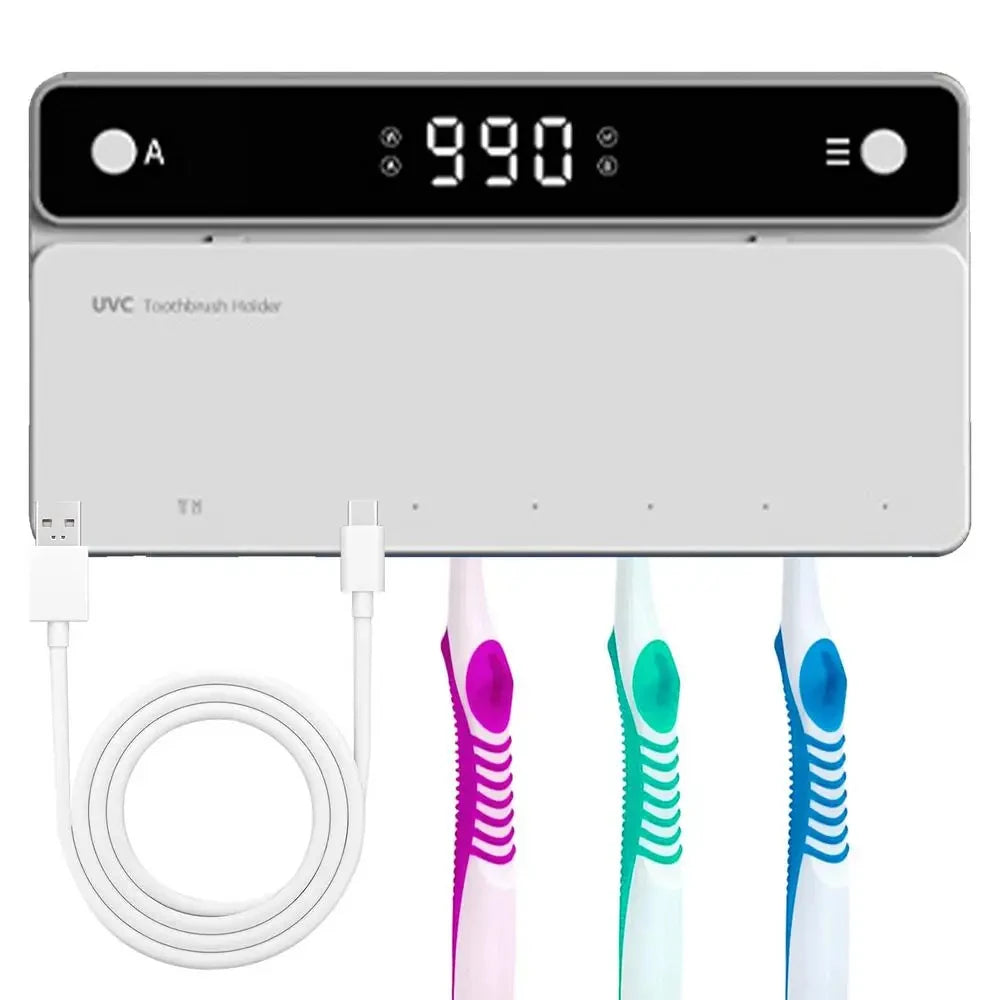 Y-UV Toothbrush Holder Sterilizer – Rechargeable Fast-Drying Toothbrush & Razor Storage with LED Display