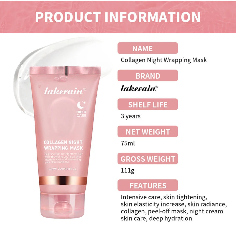 O-Collagen Wrapping Mask & Brush Set – Korean Night Peel-Off Mask for Glowing, Elastic Skin