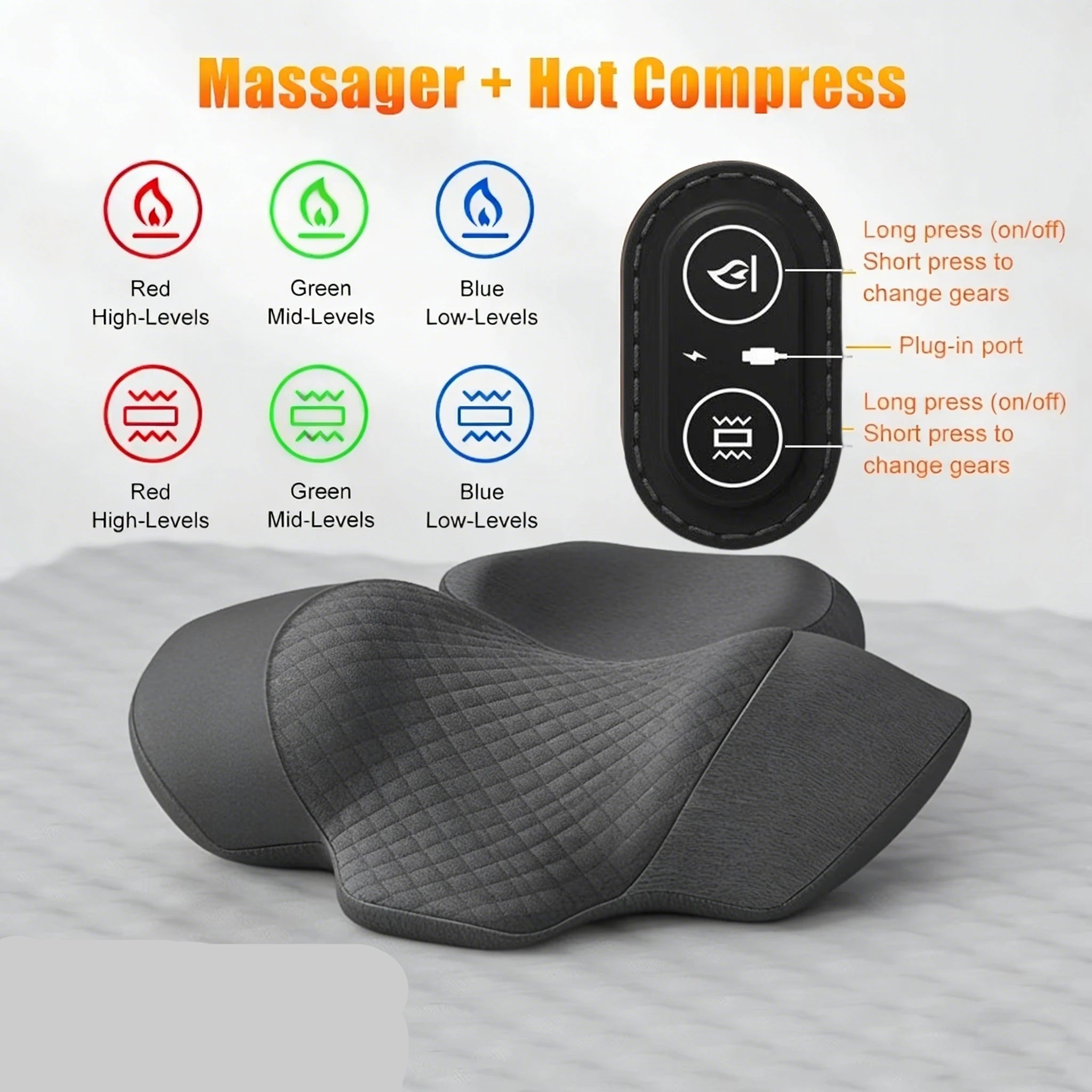 Electric Neck Massager Pillow – Cervical Traction, Heat & Vibration for Neck & Back Relief