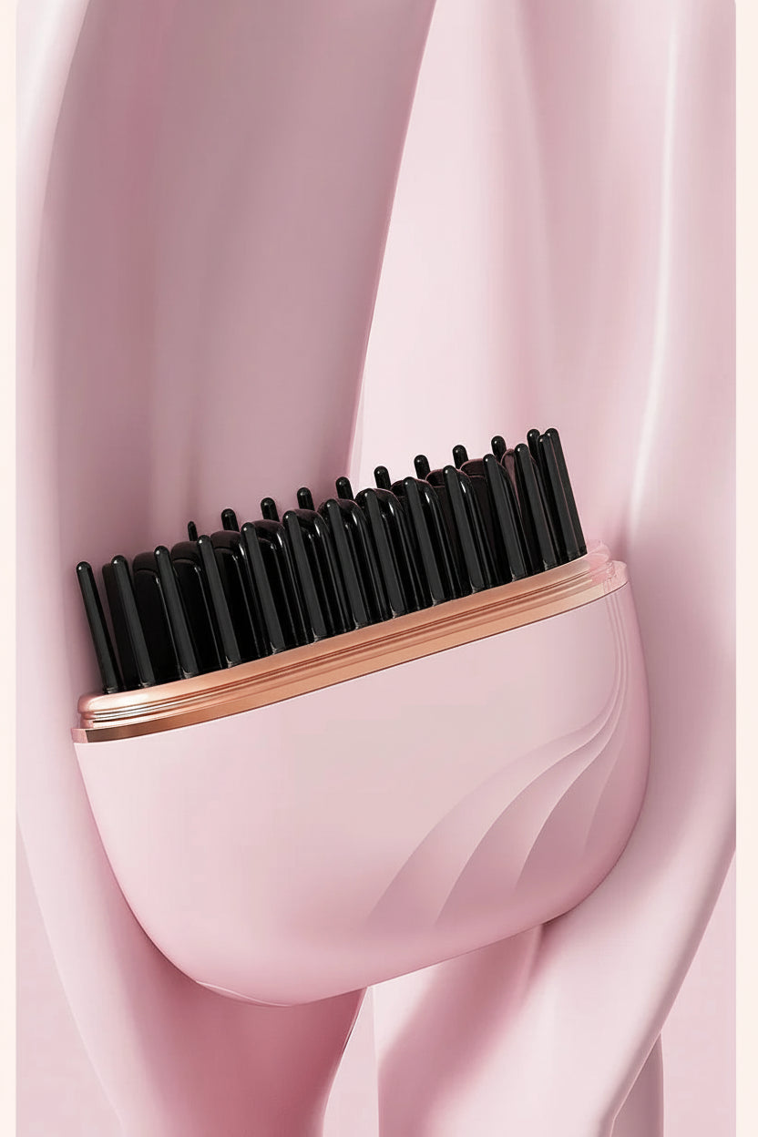 Rechargeable Mini Hair Straightener Brush – Cordless, USB Charging, Anti-Scald Design