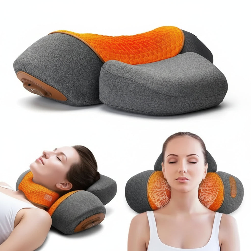 Electric Neck Massager Pillow – Cervical Traction, Heat & Vibration for Neck & Back Relief