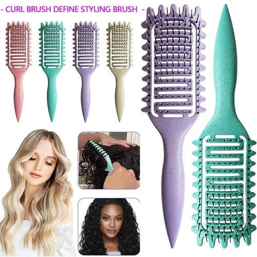 Curl Defining Styling Brush – Hollow Detangling Hair Brush for Wet & Curly Hair